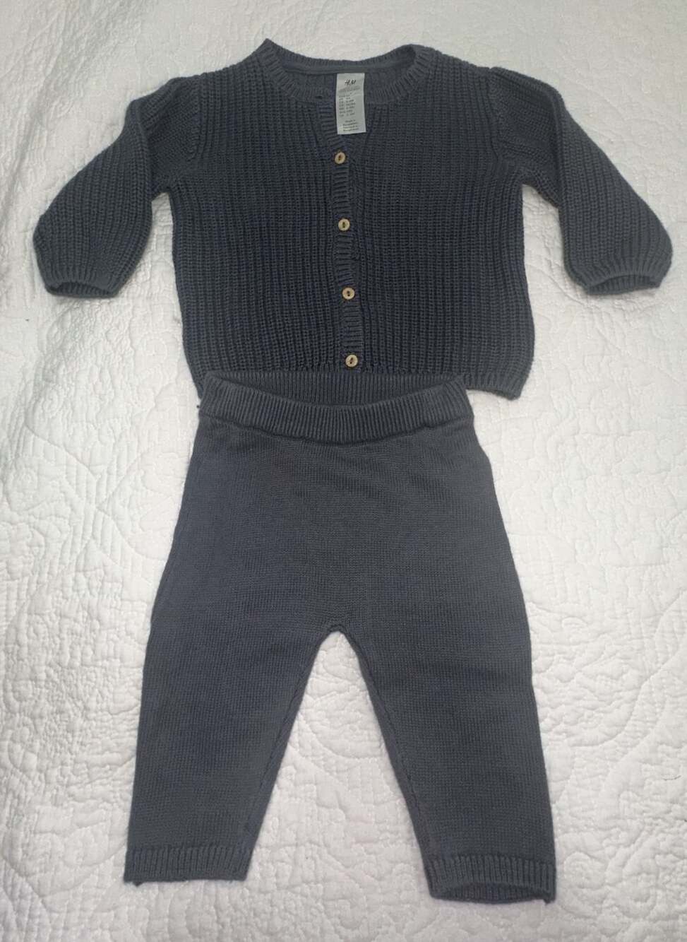 H&M Organic Cotton Knit Cardigan and Pants Set